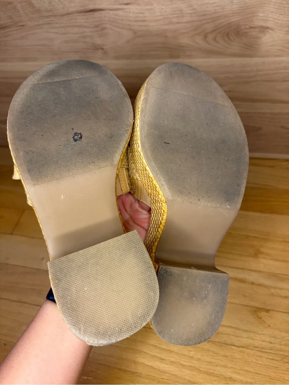 Torrid Tortoise Shell Buckle Woven Beige Platform Slide Sandals - Size 8WW